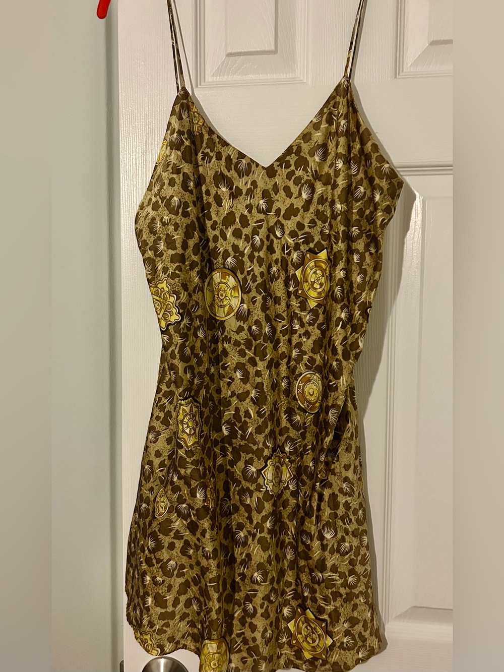 Vintage Victoria’s Secret Leopard Medallion Print Intimate Slip Dress 100% Silk